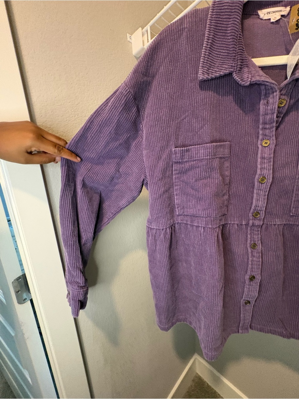 eesome Purple Corduroy Utility Jacket - Picture 5 of 10